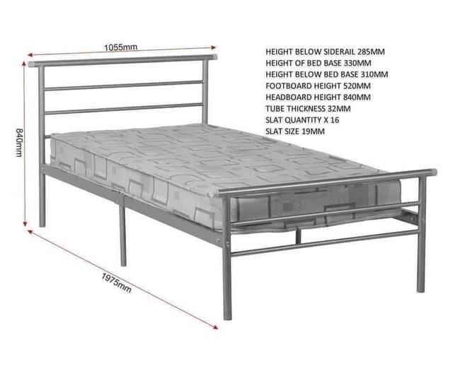 Preview of the first image of Single Orion silver metal bed frame.
