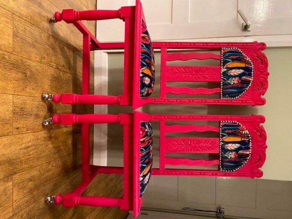 Image 2 of Pair of funky upcycled dining chairs