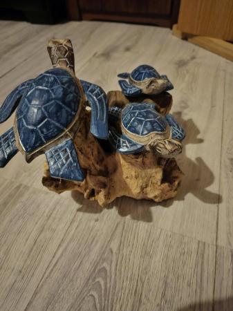 Image 3 of Turtles sculpture hand made wood carved