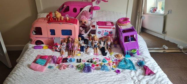 Preview of the first image of Barbie ambulance and campervan plane and food truck.