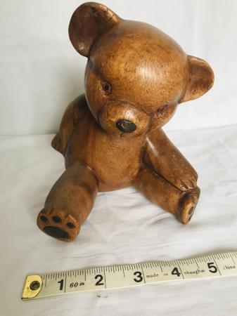 Image 3 of Carved solid wood teddy ornament