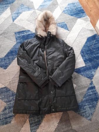 Image 2 of Ladies fur lined black parka. From marks & spencers
