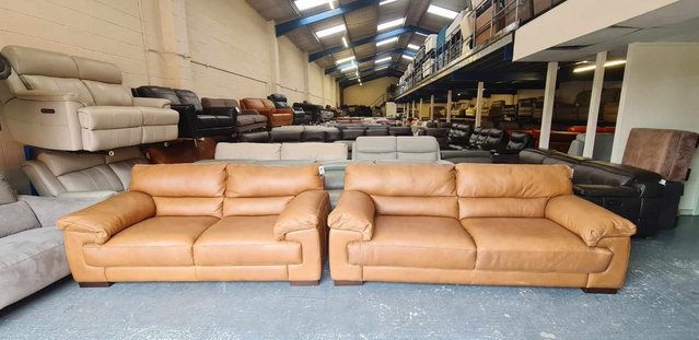 Image 5 of Santino apollo tan leather 3+2 seater sofas