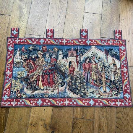 Image 3 of Loom woven Tapestry depicting The history of King Arthur