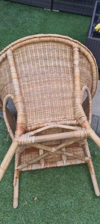 Image 3 of Wicker chair bamboo Rattan with cushion seat garden conserva