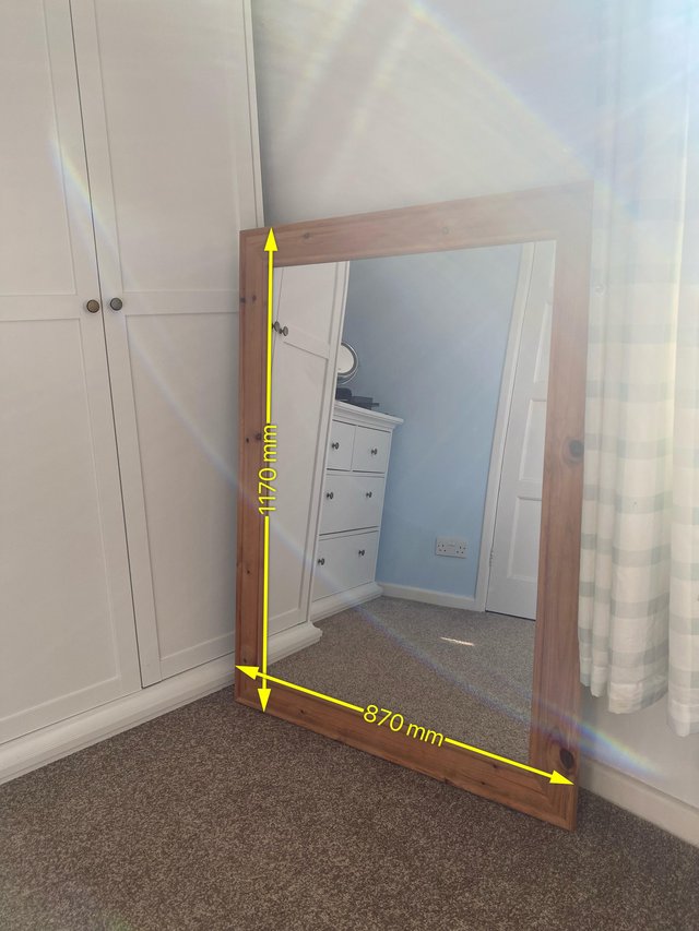 Preview of the first image of Large pine framed mirror.
