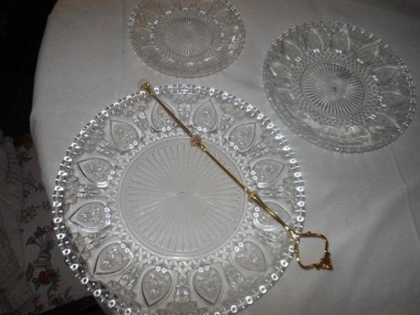 Image 3 of Cake Stand - 3 Tier Glass - Hearts Vintage