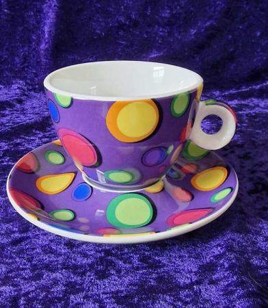 Image 2 of Cup and Saucer Set, Polka Dot Tea Cup and Saucer Set