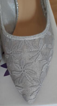 Image 3 of Lotus Heeled Court Shoe in Silver