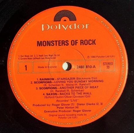 Image 3 of Rainbow ‘Monsters of Rock’ 1980 UK pressing LP NM/EX+