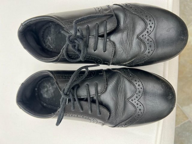Preview of the first image of Girls school shoes. Black with laces.