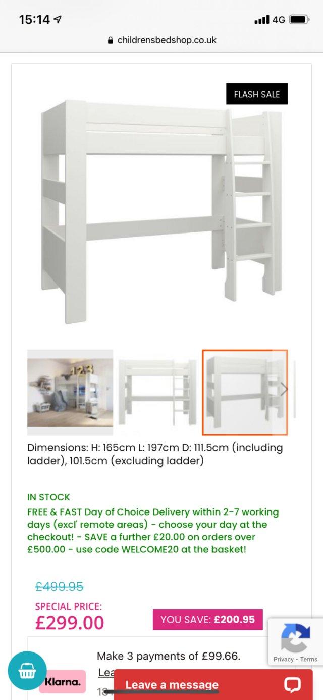 Preview of the first image of CHILDS HIGH SLEEPER BUNK BED (STEENS).