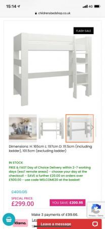 Image 1 of CHILDS HIGH SLEEPER BUNK BED (STEENS)