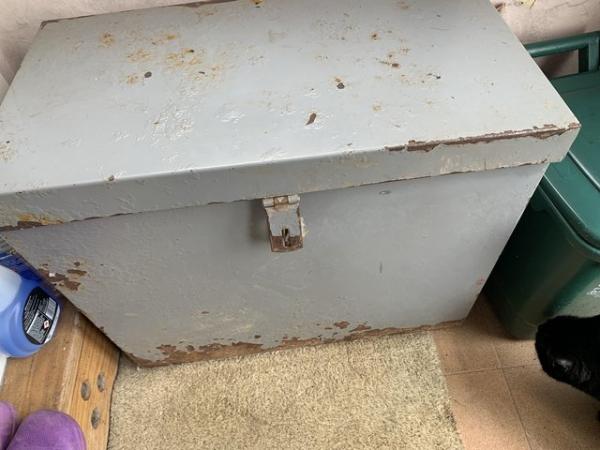 Image 2 of Vintage grey metal storage box