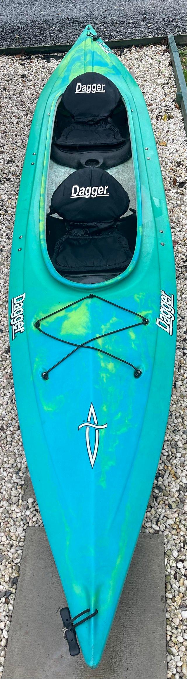Preview of the first image of Dagger Bayou 2 Tandem Double Kayak. 2 seater sit in canoe.