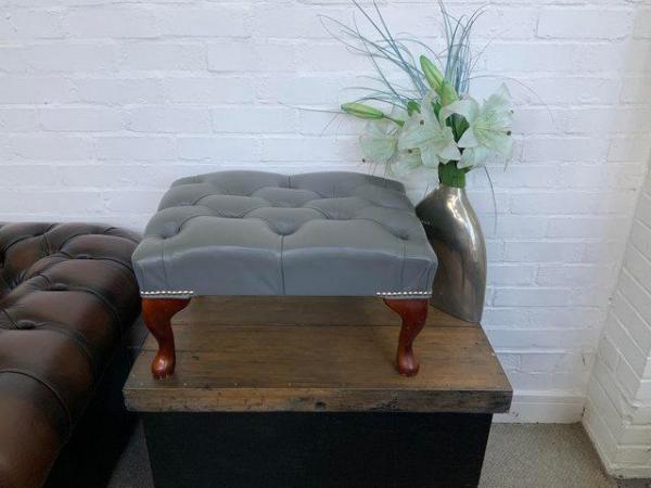 Image 7 of Grey Queen Anne Chesterfield armchair. Sofa available.