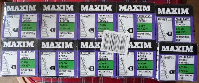 Image 2 of 10 PACK NEW MAXIM 60W e27 SCREWFIT ROUGH SERVICE LIGHT BULBS