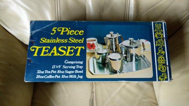 Image 1 of 5 PIECE STAINLESS STEEL TEA SET