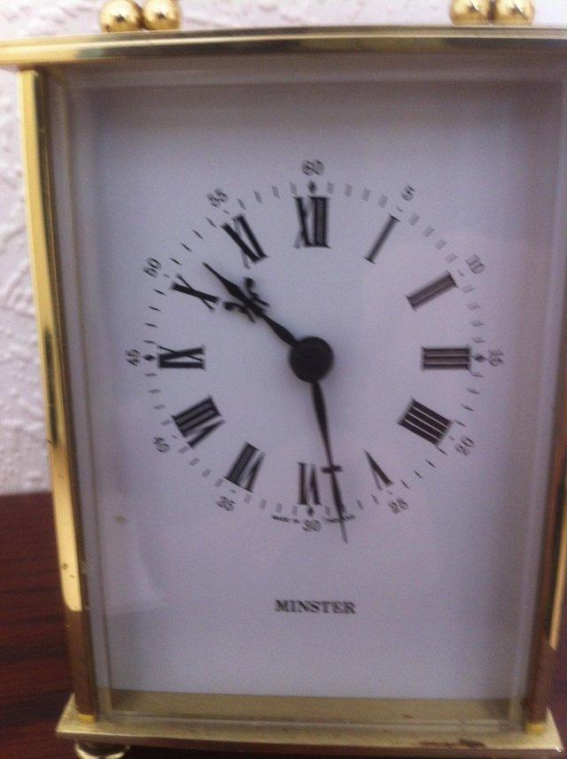Preview of the first image of mantle clock brass effect, Minster.