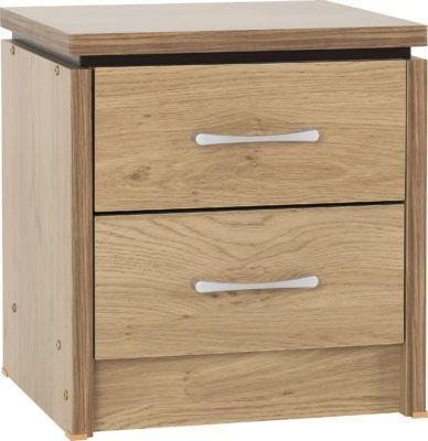 Preview of the first image of Charles 2 drawer bedside chest in oak effect.