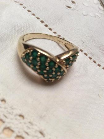 Image 2 of Large ladies 9c gold emerald ring.