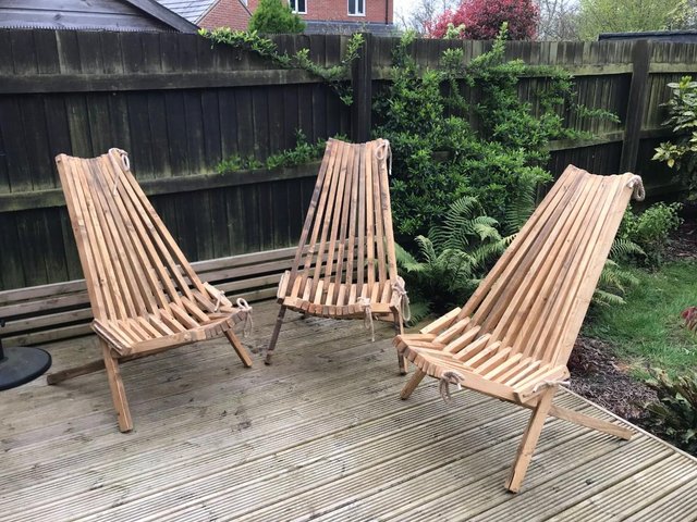 Preview of the first image of Wooden Garden chairs, Upcycled.
