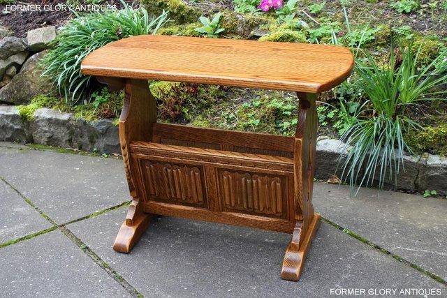 Image 12 of AN OLD CHARM VINTAGE OAK MAGAZINE RACK COFFEE LAMP TABLE