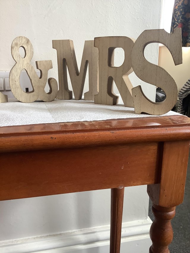 Preview of the first image of Mr & Mrs Wooden letters for wedding/ decoration.