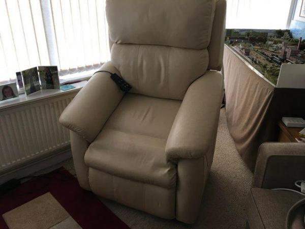 Image 1 of DFS Electric Rise and Recline Leather Chair