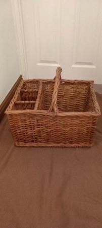 Image 1 of WICKER PICNIC BASKET WITH 3 DRINKS COMPARTMENTS
