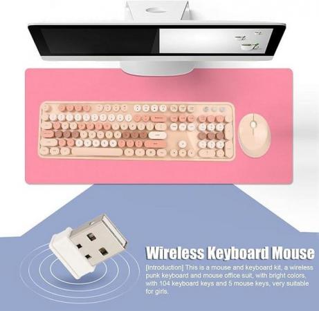 Image 3 of Retro Wireless Keyboard and Mouse Combo Ergonomic ASMR