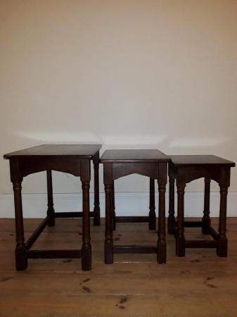 Image 7 of OAK NEST OF TABLES SET OF THREE