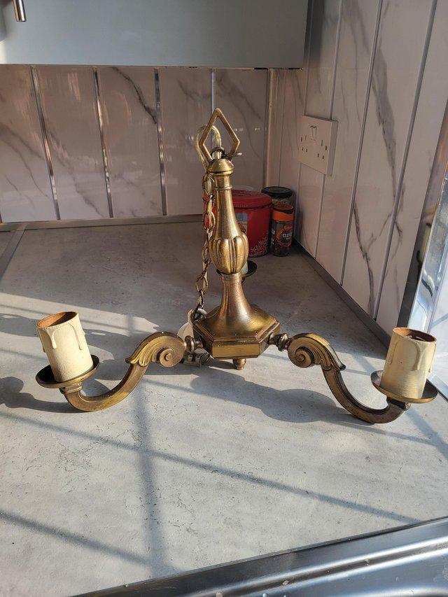 Preview of the first image of Vintage 3 Armed Brass Chandelier.