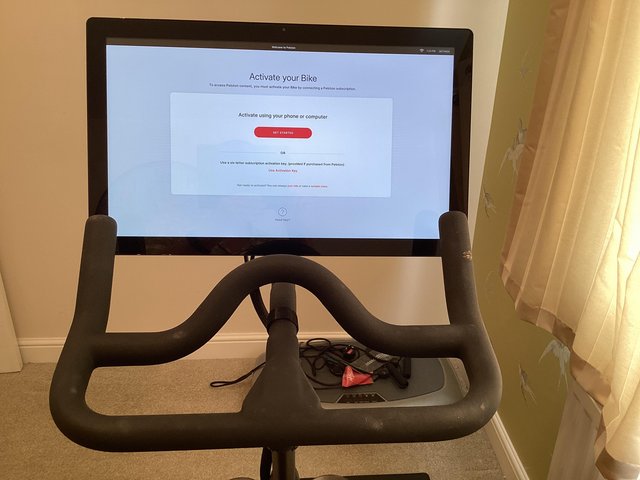 Preview of the first image of Peloton exercise bike ready to ride.