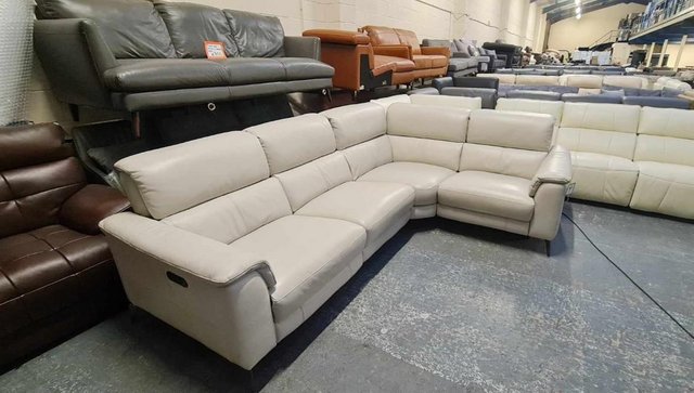 Image 15 of Illinois silver leather electric recliner corner sofa