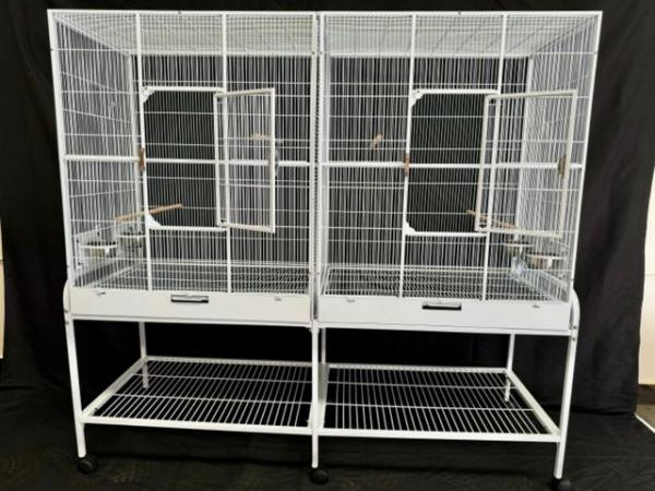 Image 1 of Parrot-Supplies Premium Double Flight Parrot Cage With Stand