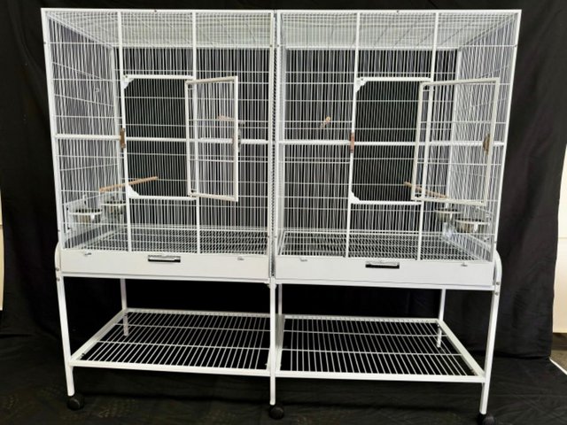 Preview of the first image of Parrot-Supplies Premium Double Flight Parrot Cage With Stand.