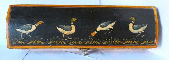 Preview of the first image of EASTERN Vintage TRINKET BOX - HAND-PAINTED DUCKS & FLORAL.