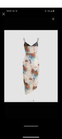 Image 2 of Cider watercolour ruched midi dress, with tags unworn 12-14
