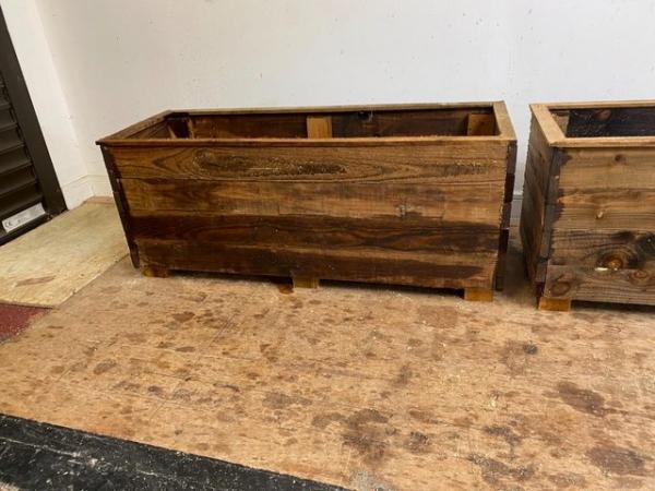 Image 3 of Pair of Rustic Treated Garden Planter Raised Beds
