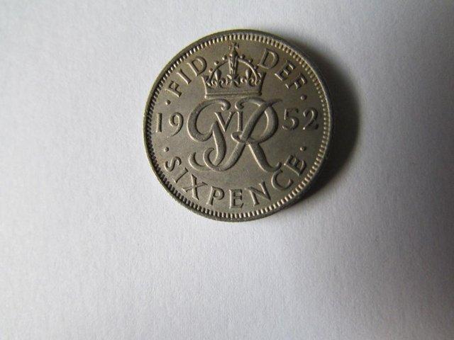 Preview of the first image of 1952 GEORGE VI SIXPENCE KEY DATE LOW MINTAGE..