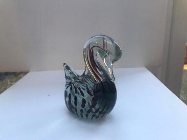 Image 1 of Glass swan 1980s brown and white marketing