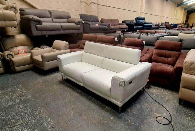 Image 5 of Sienna white leather electric recliner 3 seater sofa