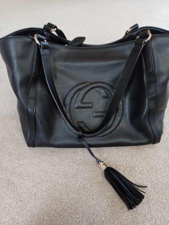 Image 2 of Handbag black large handles leather