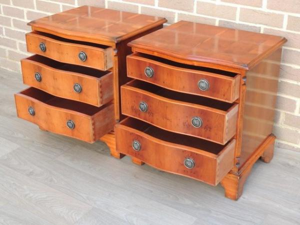 Image 11 of Pair of Burr Wood Bedside Chests (UK Delivery)