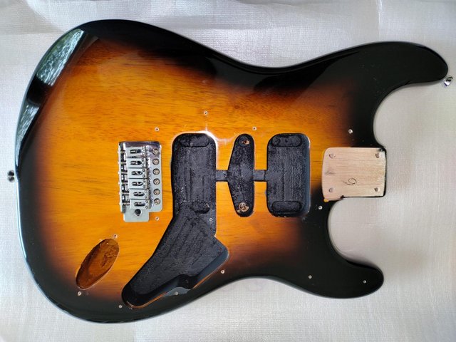 Preview of the first image of Fender Squier Stratocaster Electric Guitar body sunburst.