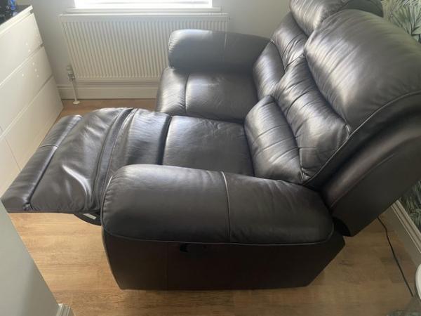 Image 1 of 2 Seater manual brown leather sofa