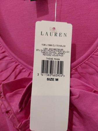 Image 3 of Lauren Ralph Lauren Ruffle Front Tissue Cotton Top Pink