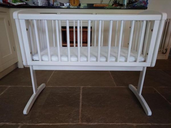 Image 1 of Crib, Mothercare, white, washable mattress included, all exc