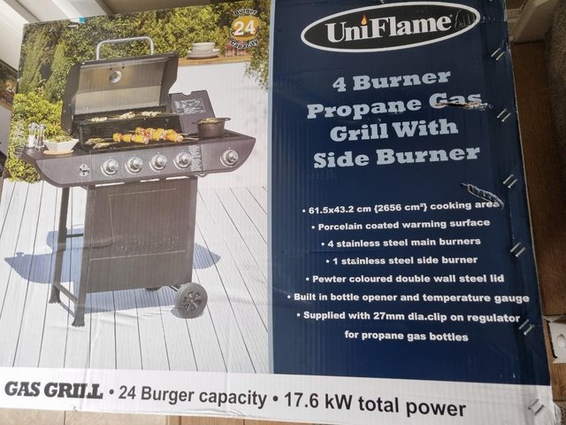 Preview of the first image of UniFlame 4 Burner Gas Grill BBQ.